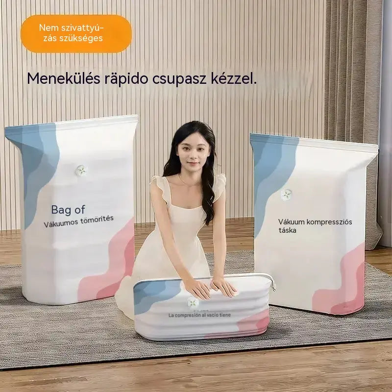 【Korlátozott ideig 50% kedvezmény!】🧳 5 termék mindössze 9200 Ft 💨 Nagy, rugalmas vákuumos tárolótasakok: Nincs szükség pumpára, szivárgásmentes, ideális helytakarékosságra a bőröndben és otthon ✈️