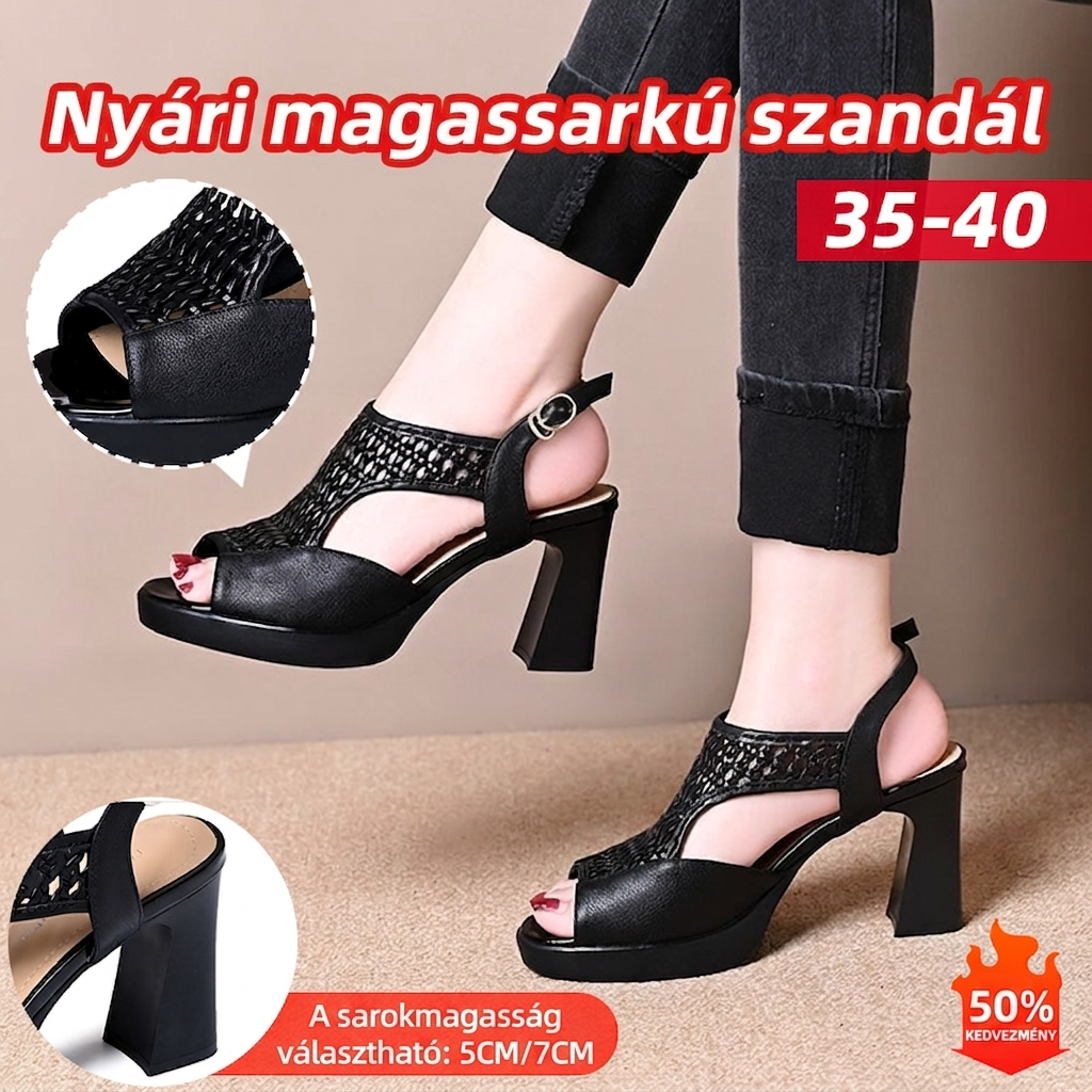 【50% kedvezmény!】【35-40】 2026 nyári új szandál, lapos talpú, nyitott orrú, vastag talpú, orrban nyitott kivitel (sarokmagasság: 5/7 cm)