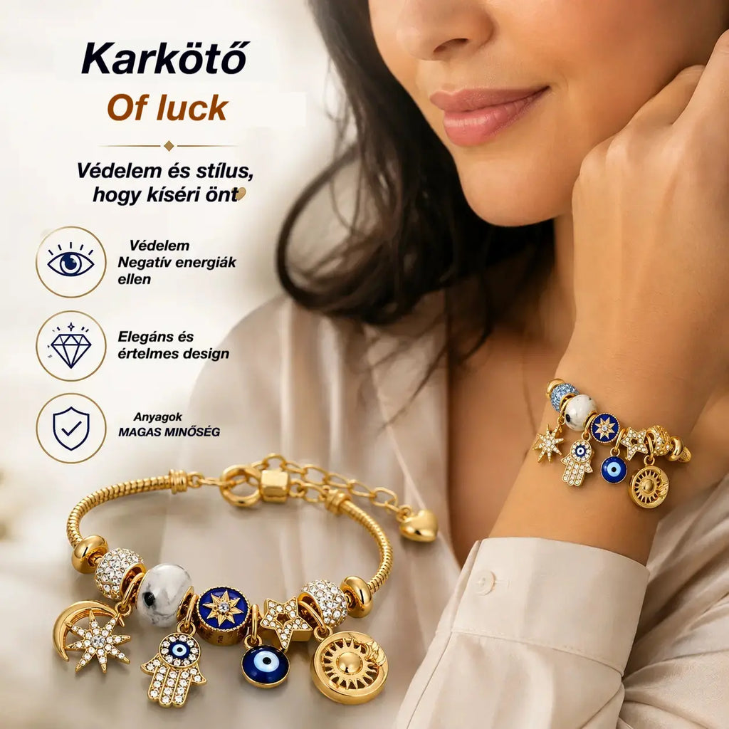 🌟Női karkötő csillagos égbolt mintával | Hold, Hamsa kéz, gonosz szem és életfa