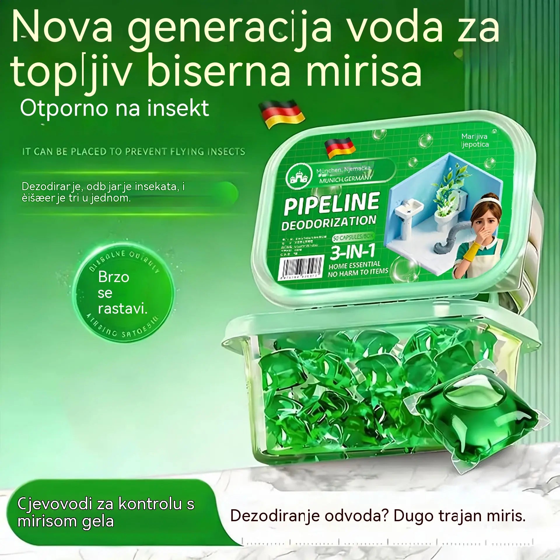 【Vásárolj 1-et, és 2-t kapsz ajándékba!】Bioenzimes kapszulák a kellemetlen szagok megszüntetésére a lefolyóból
