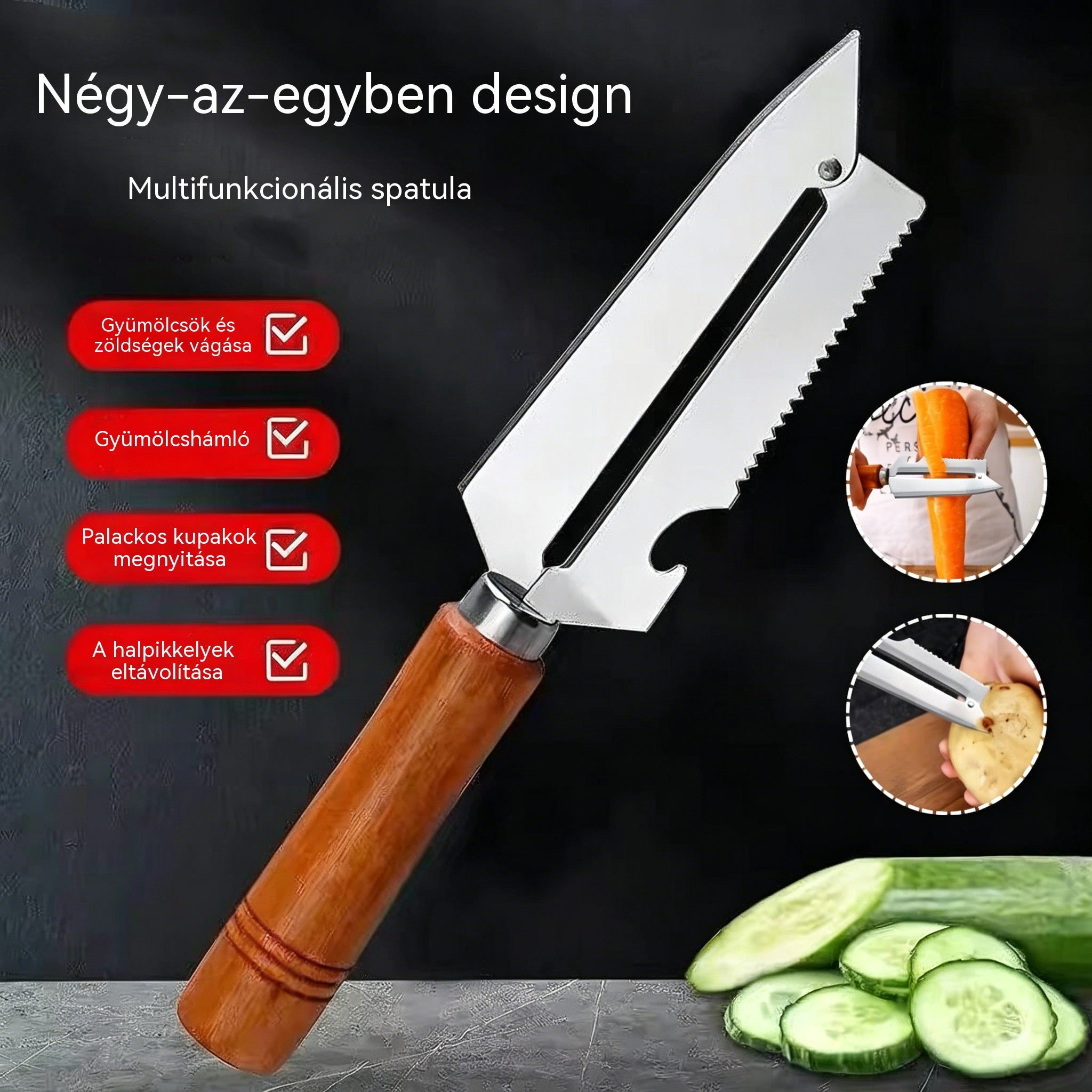 【Vásárolj 1-t, kapsz 1-t ingyen!】 Multifunkcionális konyhai hámozó: Rozsdamentes acélból készült, ergonomikus fogantyúval, ideális gyümölcsökhöz, zöldségekhez és húshoz