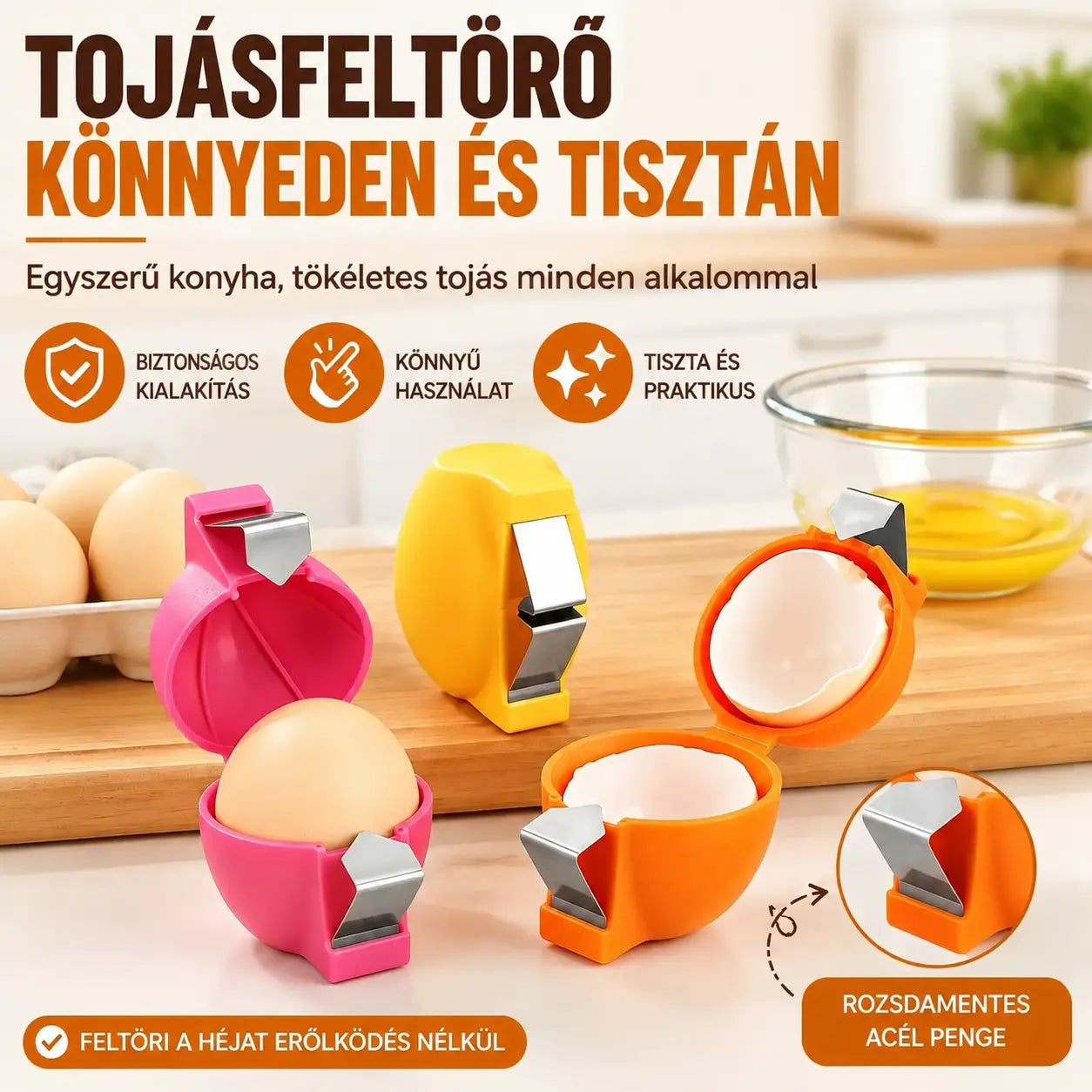 🔥【Korlátozott ideig 50% kedvezmény!】🔥3 darab🥚 Tojásnyitók