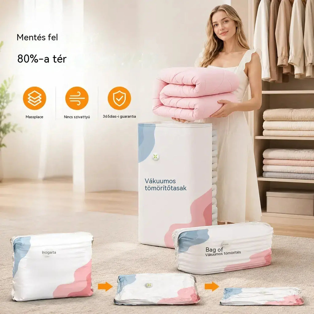 【Korlátozott ideig 50% kedvezmény!】🧳 5 termék mindössze 9200 Ft 💨 Nagy, rugalmas vákuumos tárolótasakok: Nincs szükség pumpára, szivárgásmentes, ideális helytakarékosságra a bőröndben és otthon ✈️