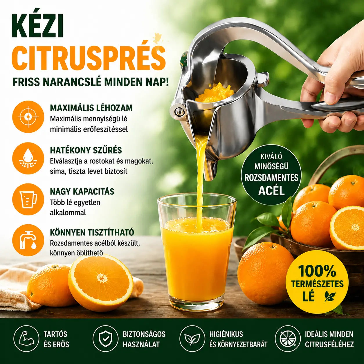 【Korlátozott ideig 50% kedvezmény!】🥤🍹Kis kézi gyümölcsfacsaró otthoni használatra