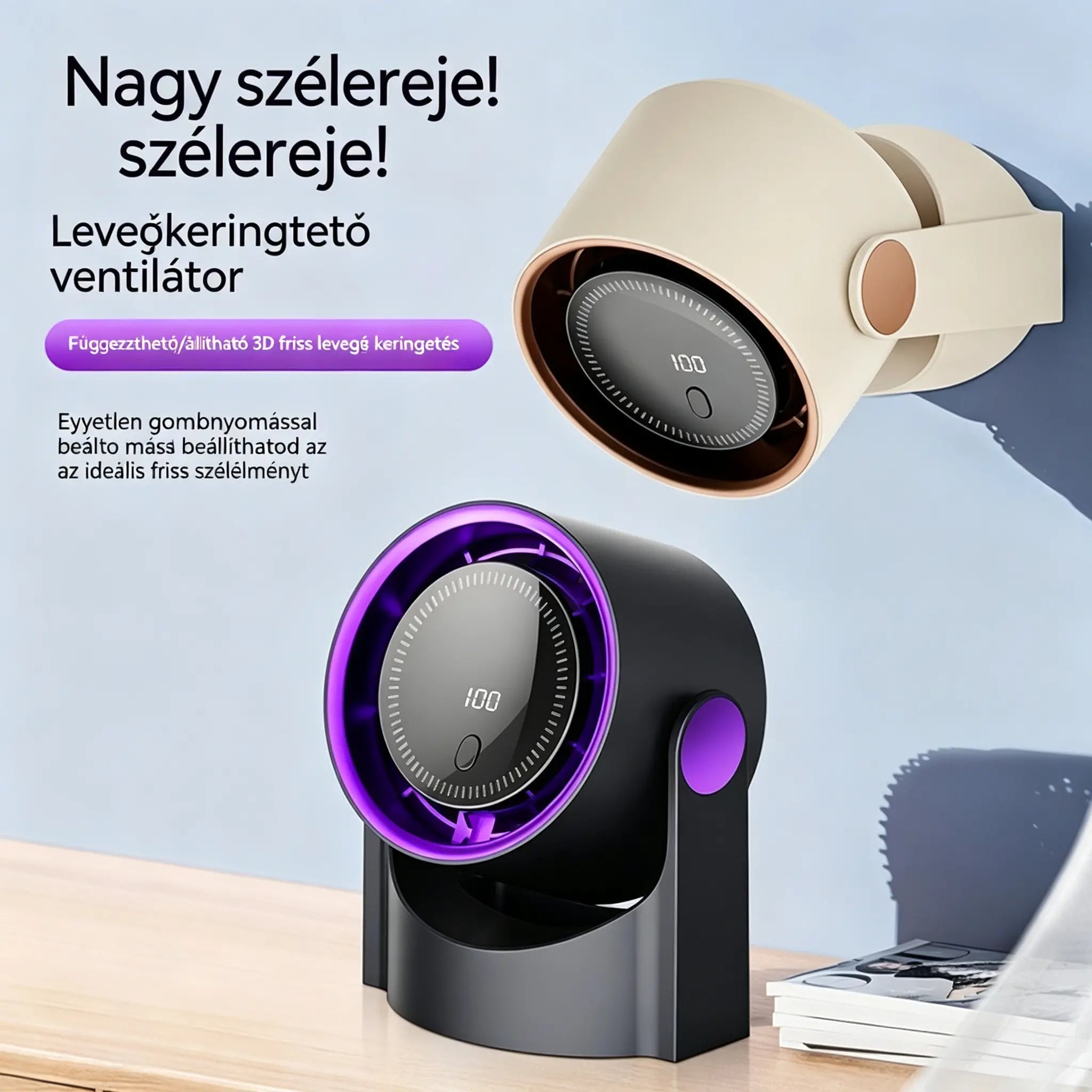 【Korlátozott ideig 50% kedvezmény!】🧊🍃Új, lapát nélküli, turbina stílusú asztali ventilátor (falra szerelhető)