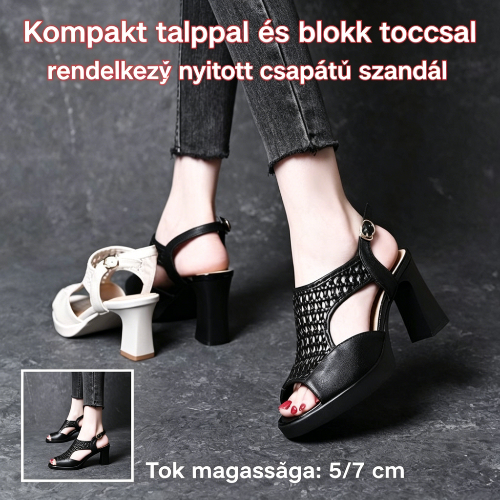 【50% kedvezmény!】【35-40】 2026 nyári új szandál, lapos talpú, nyitott orrú, vastag talpú, orrban nyitott kivitel (sarokmagasság: 5/7 cm)