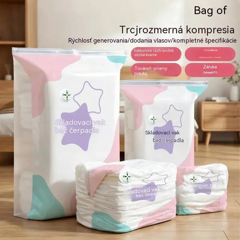 🧳【5 darabos készlet】💨 Nagy, összenyomható vákuumos tárolózsák: nincs szükség pumpára, szivárgásmentes és ideális a helytakarékosságra a bőröndben és otthon ✈️
