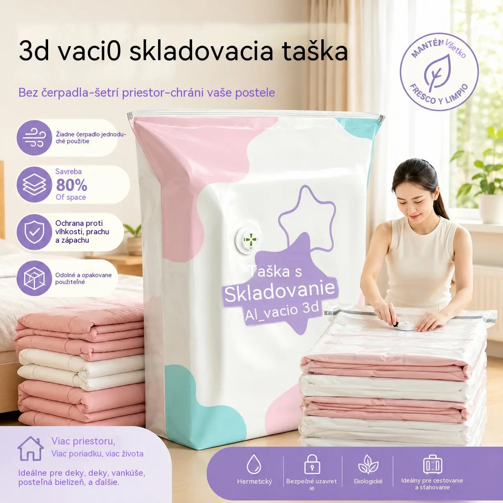 🧳【5 darabos készlet】💨 Nagy, összenyomható vákuumos tárolózsák: nincs szükség pumpára, szivárgásmentes és ideális a helytakarékosságra a bőröndben és otthon ✈️