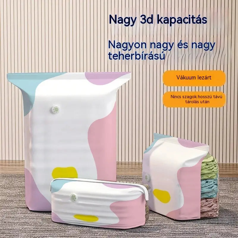 【Korlátozott ideig 50% kedvezmény!】【5 darabos készlet】Nagy, összenyomható vákuumos tárolózsák: nincs szükség pumpára, szivárgásmentes, és ideális helytakarékosságra bőröndökben és otthon