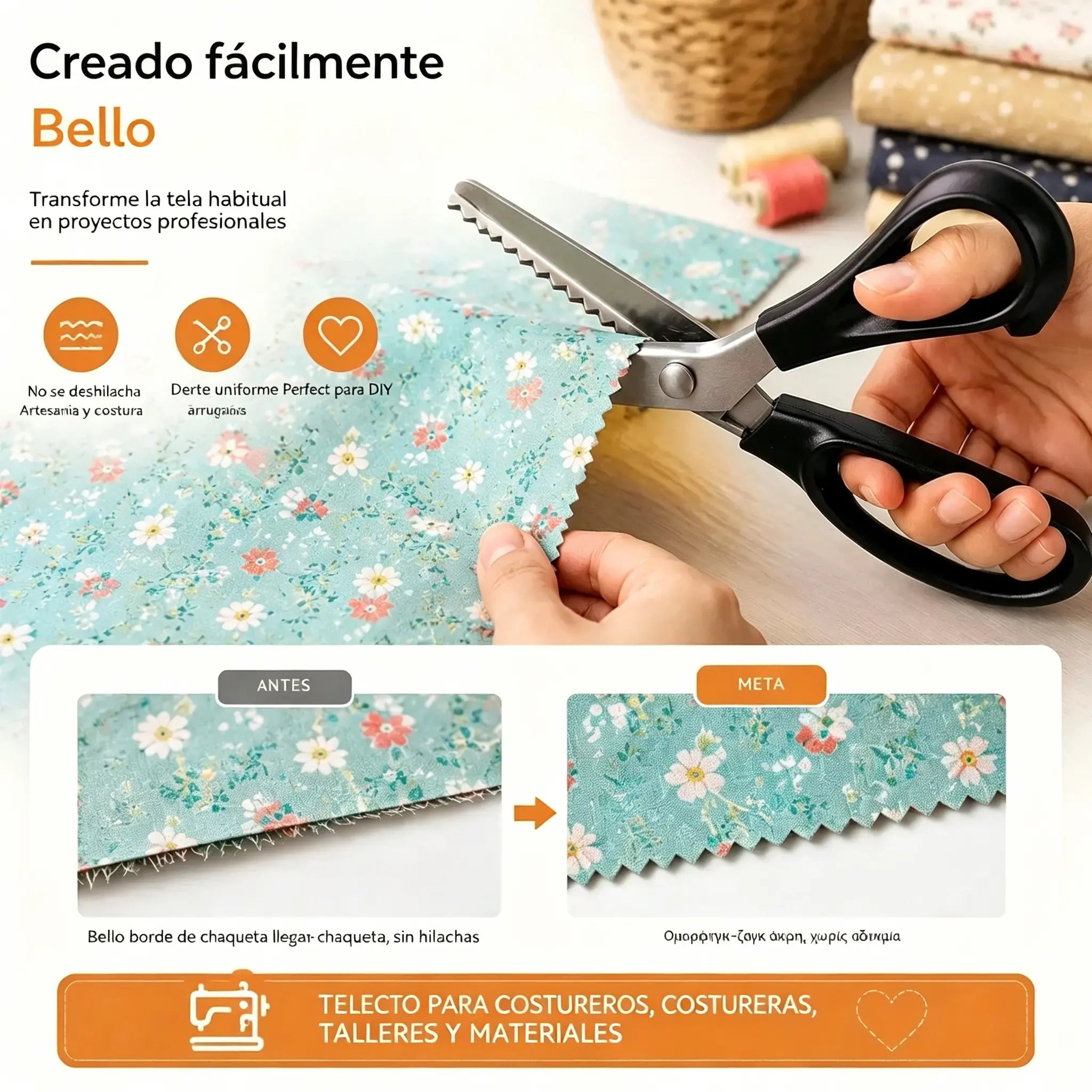 🔥 Vásárolj 1-et, és 1-et ingyen kapsz! ✂️ Professzionális cikkcakk olló – Éles, fogazott olló szövetekhez